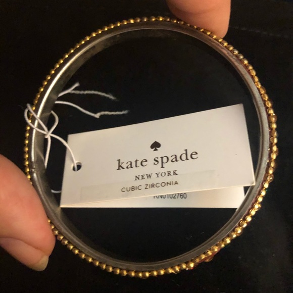 RARE Kate Spade Gold Gems Cubic Zirconia Elegant Edge Bangle Bracelet Petite New - Picture 2 of 16